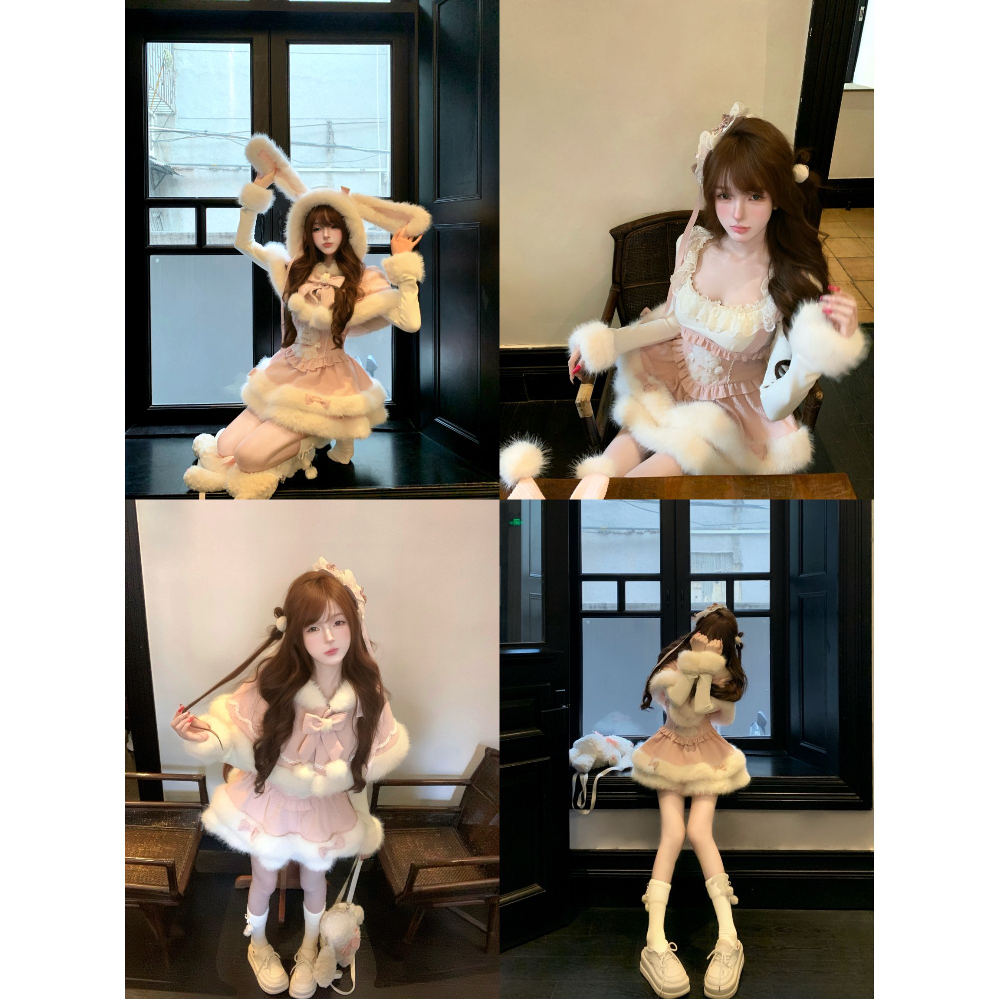 瑞茜·威瑟斯 美乐di 冬季甜美可爱萌妹风时尚套装斗篷 R9356-1D