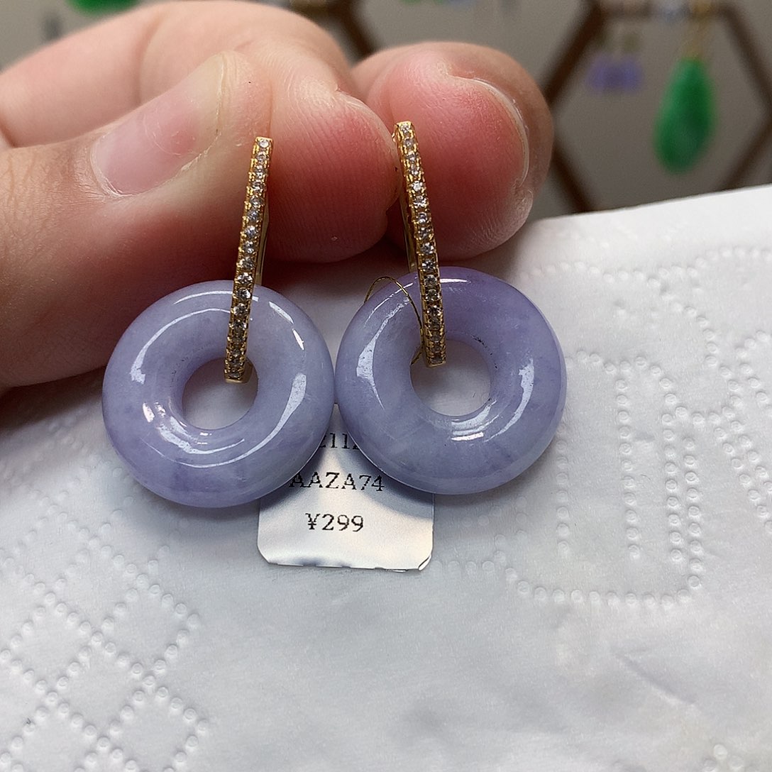 银S925镶嵌翡翠耳饰天然翡翠耳饰
