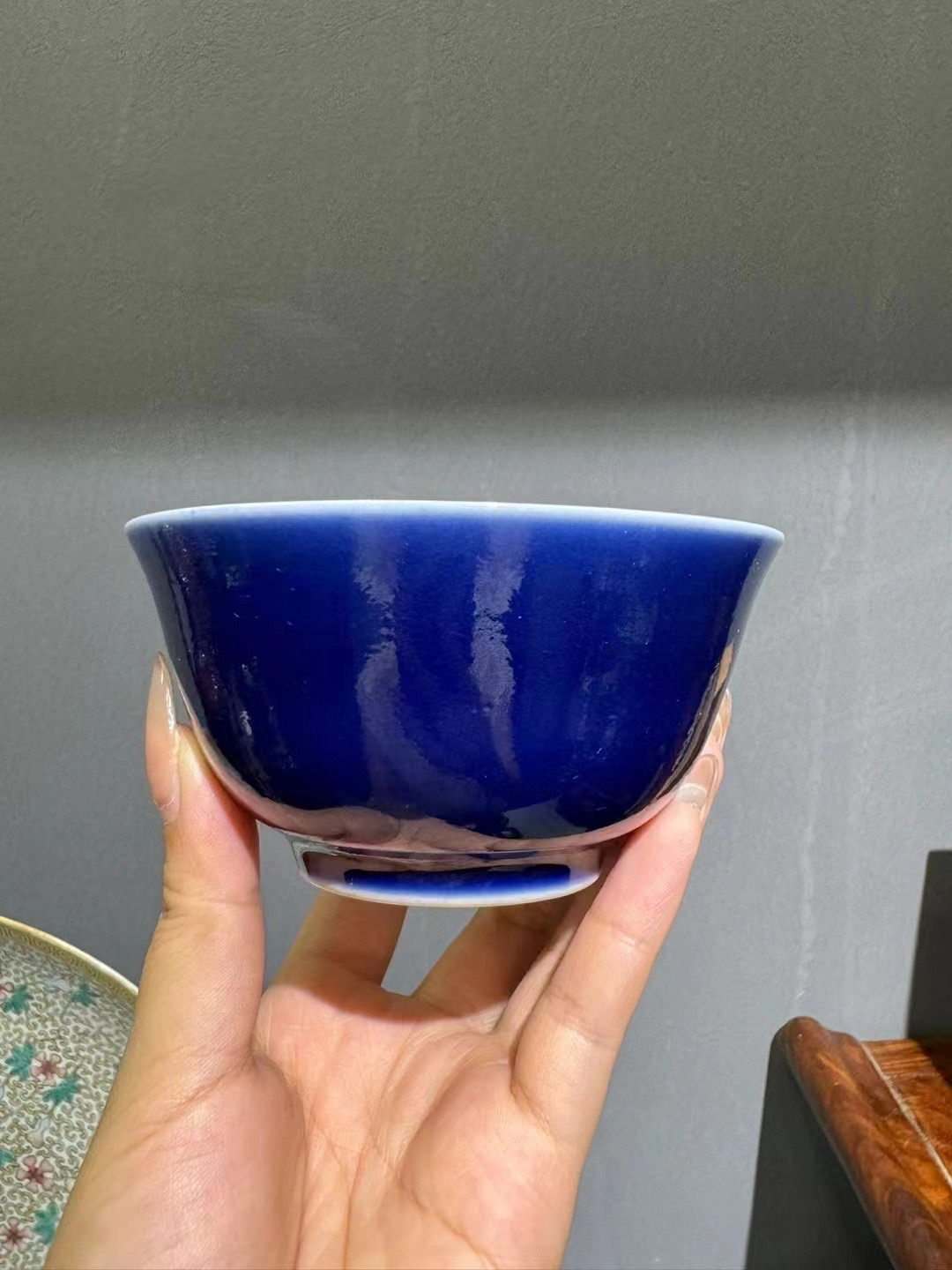 宝石蓝碗单色釉碗