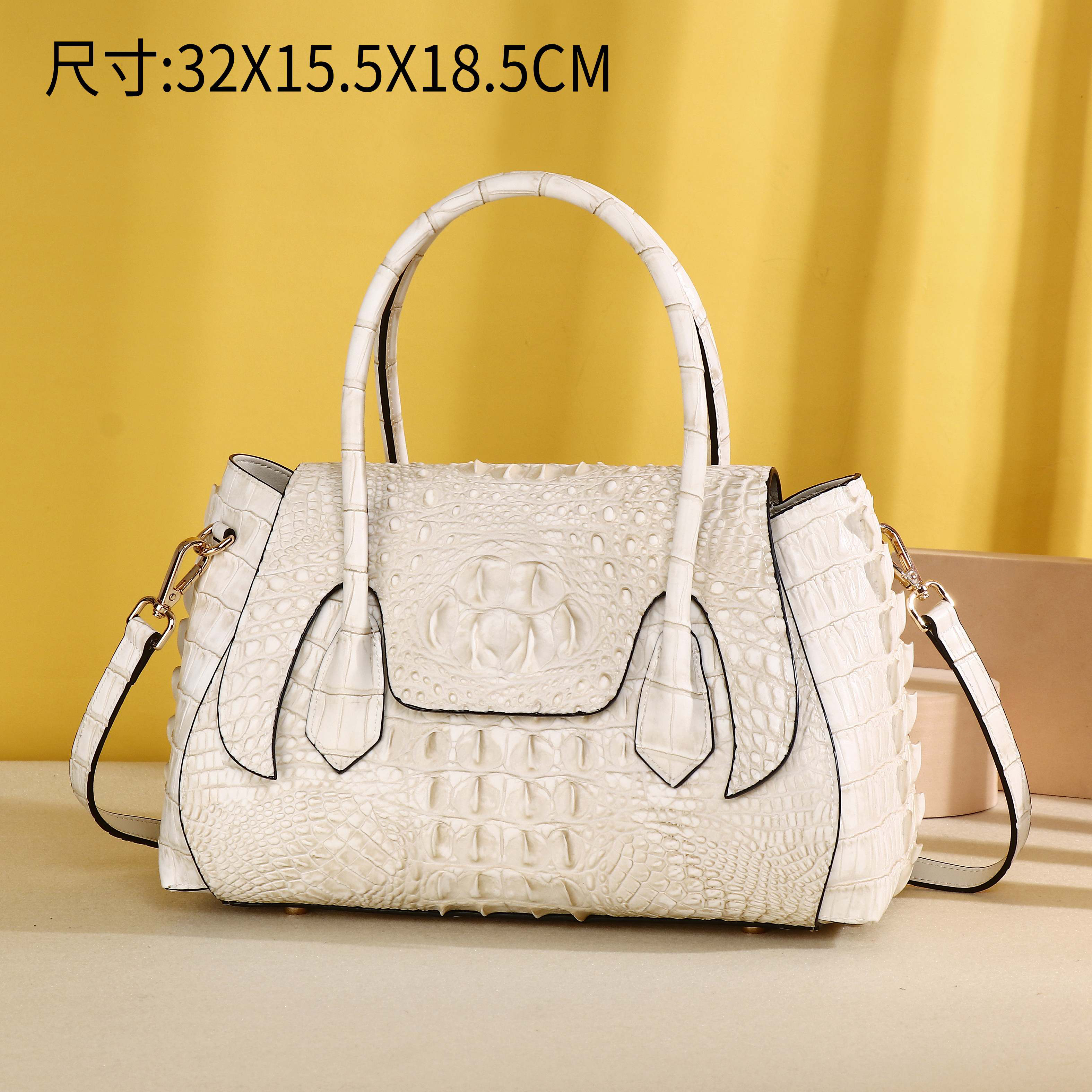 新款鳄鱼骨皮时尚简约大容量女包通勤单肩手提包斜挎牛角包