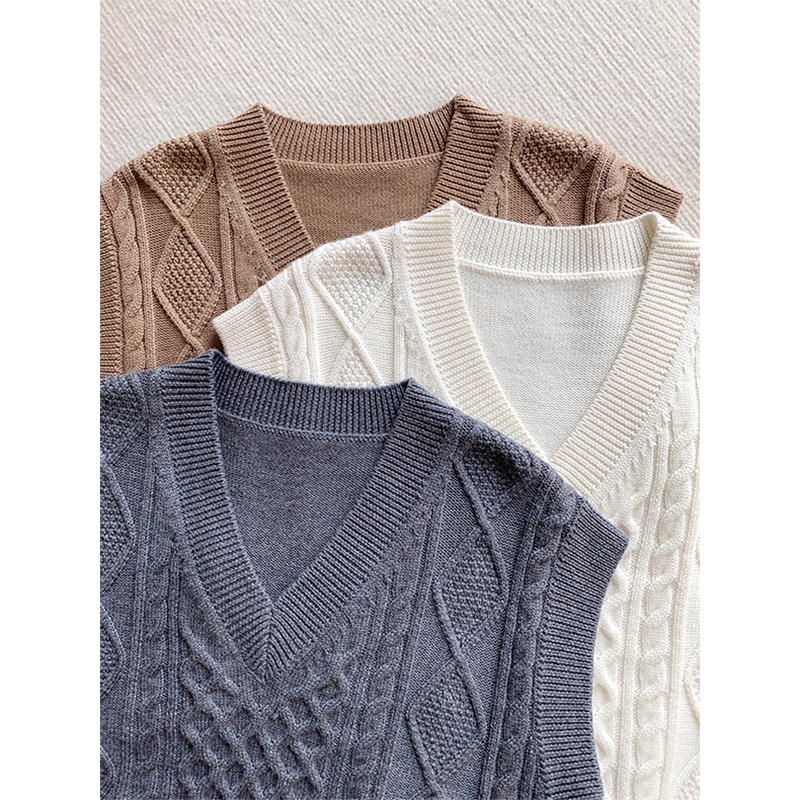 V领绞花羊毛针织马甲ZZS2H3121