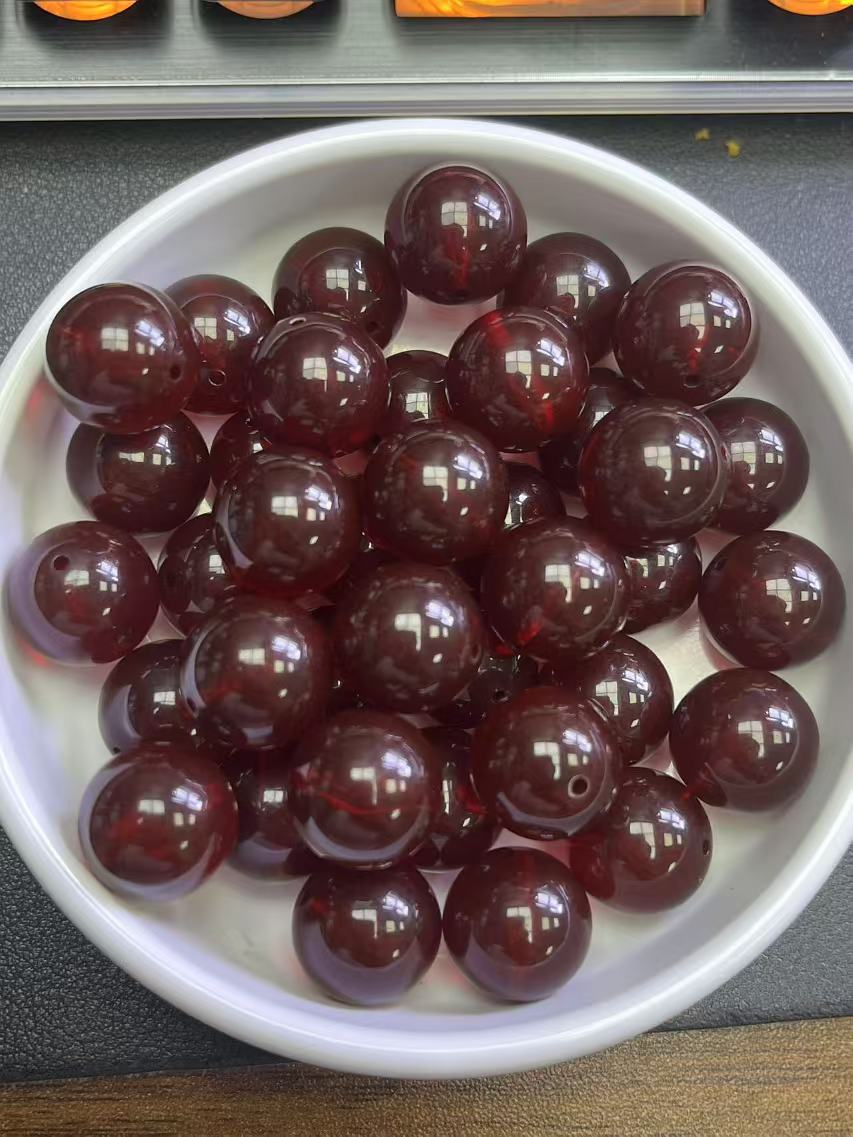 天然琥珀蜜蜡散珠 血珀XP18 18MM 1颗（赠弹力绳）