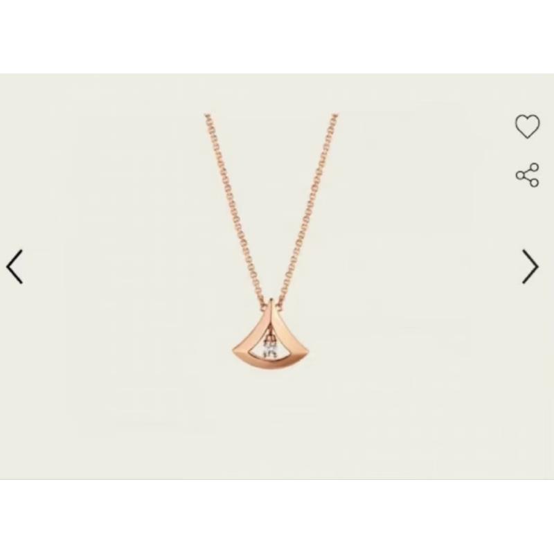 99新 BVLGARI/宝格丽  玫瑰金镂空扇子镶钻项链