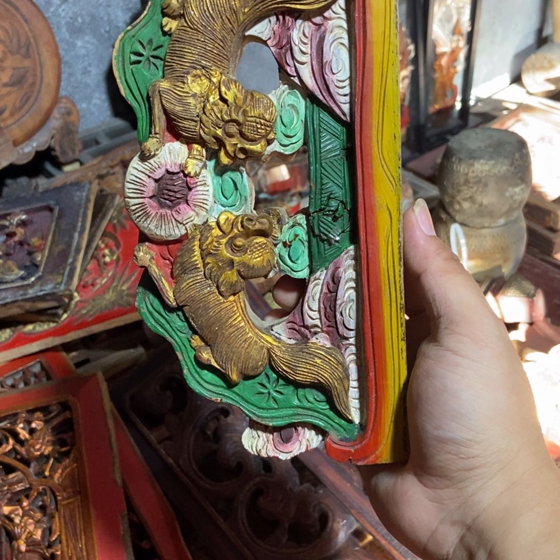 木盼*矿彩双狮滚绣球节子一个