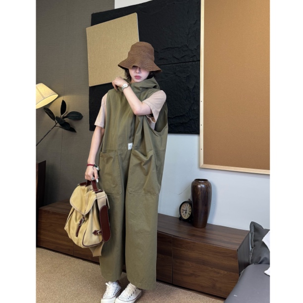 HY1987夏季韩版渔夫戴帽阔腿休闲连体裤九分裤宽松大码背带裤
