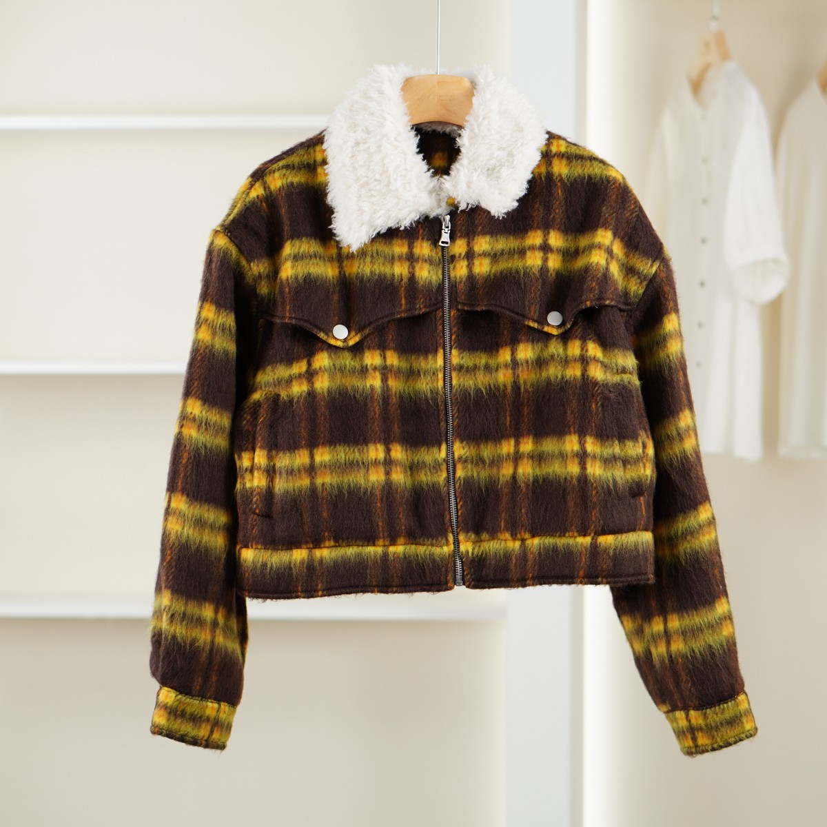 麦迪尚品【文M】51105865 时尚撞色翻领外套秋季女装商场同款