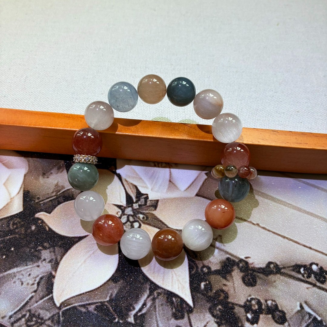 天然彩兔毛水晶手串