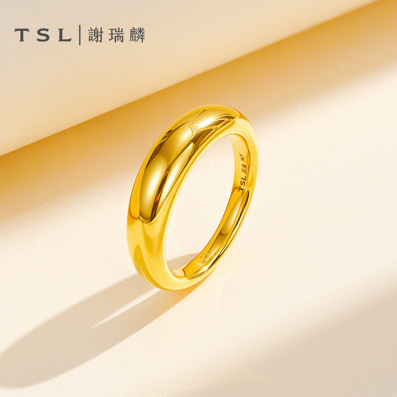 TSL/谢瑞麟计价足金海豚背黄金戒指男女款元旦新款戒指