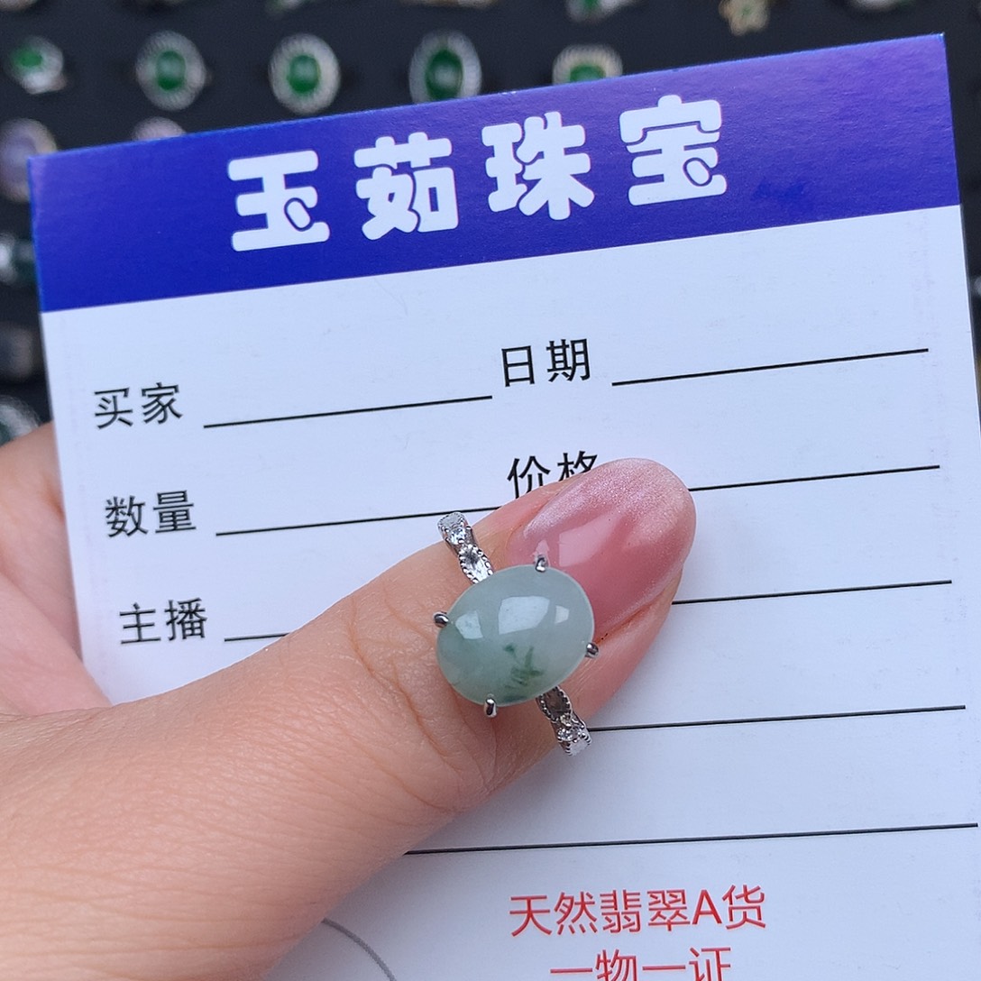 翡翠戒指银S925镶嵌戒指925