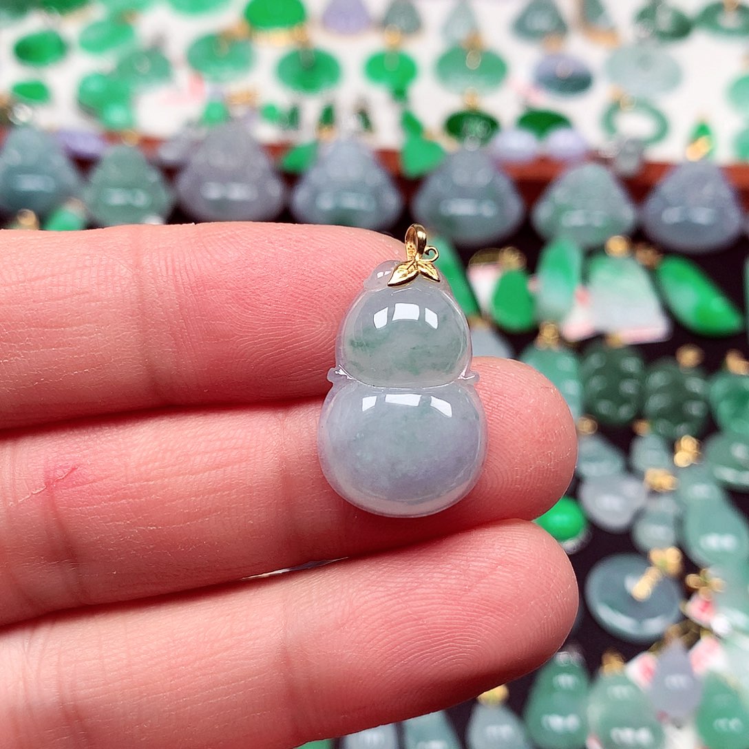 翡翠18K金镶嵌挂件