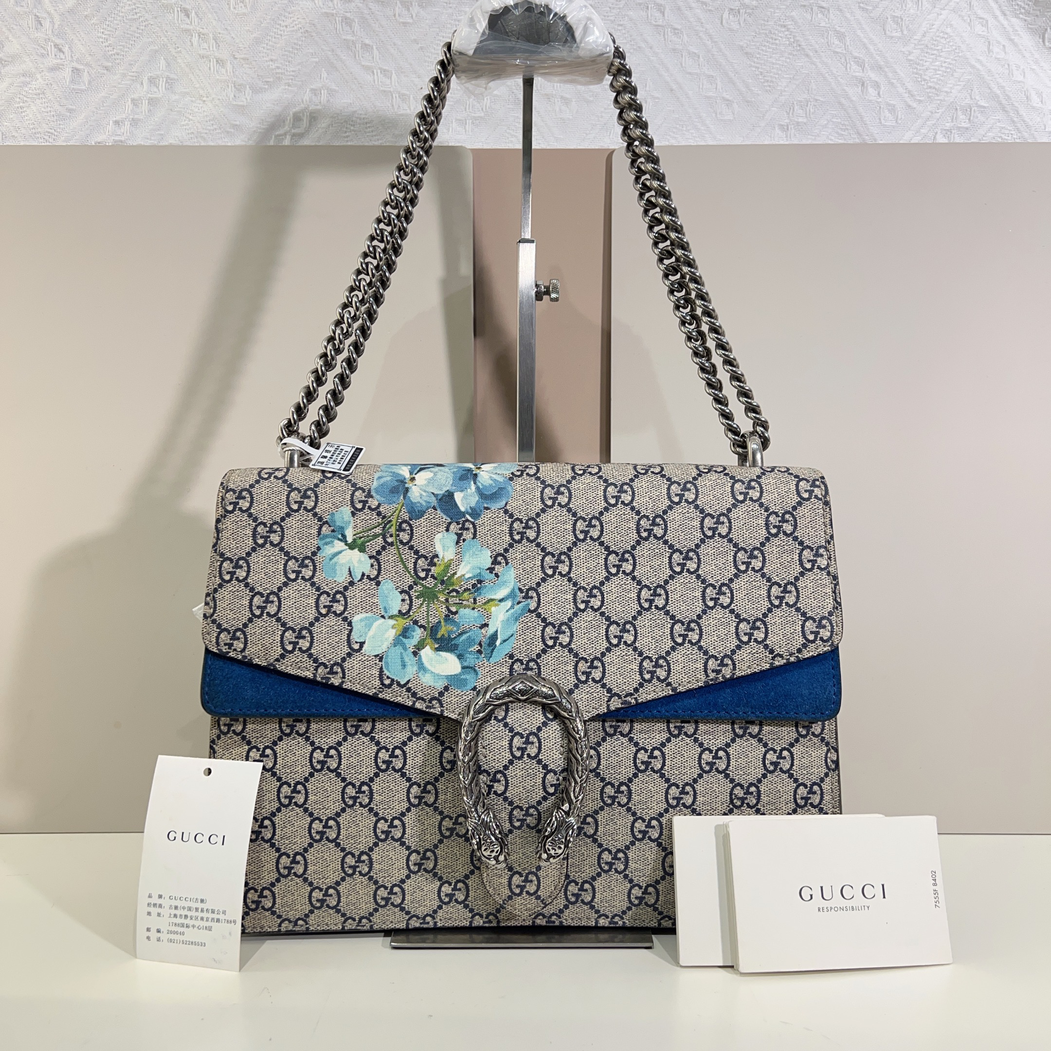 95新 GUCCI/古驰 gucci古驰大号花卉酒神30底长单肩斜挎包a8072