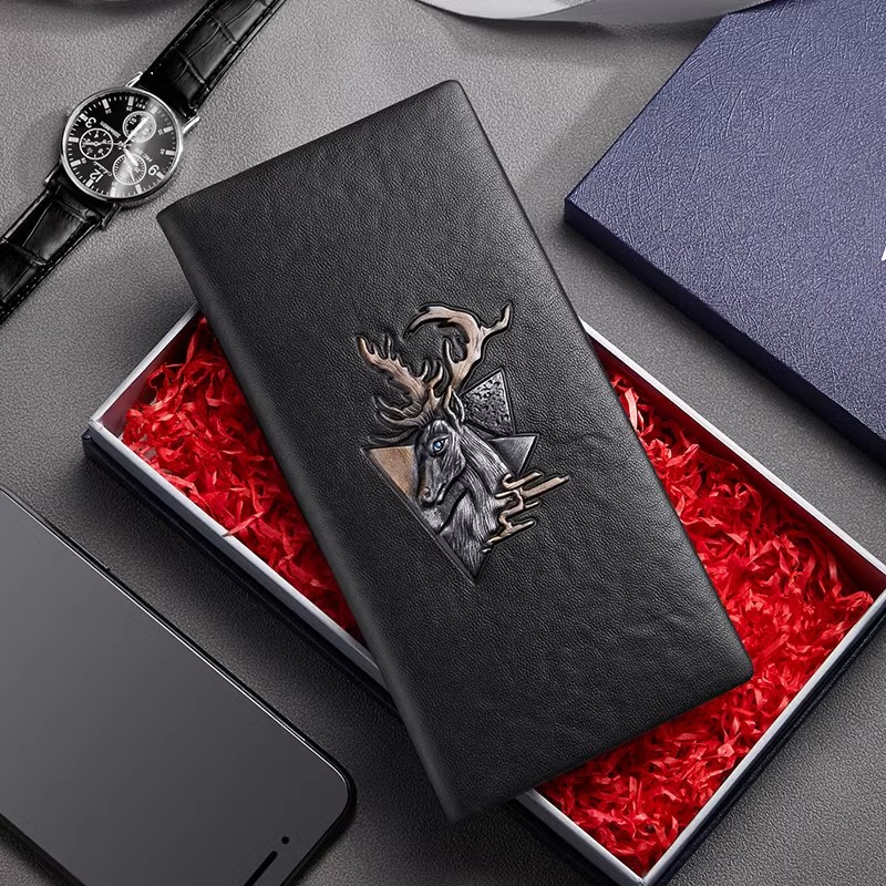 英皇保罗男士钱包男长款牛皮钱夹多功能卡包商务休闲男士麋鹿钱包