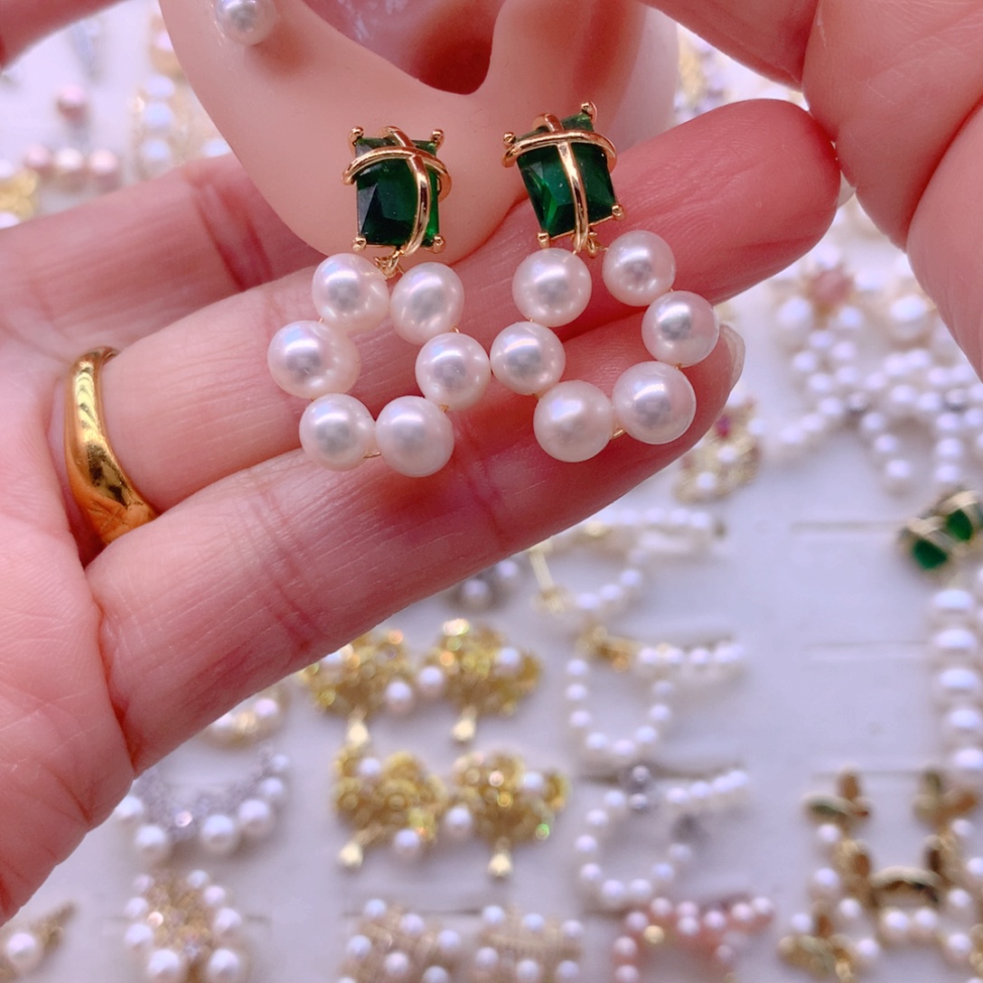 淡水珍珠耳饰合金