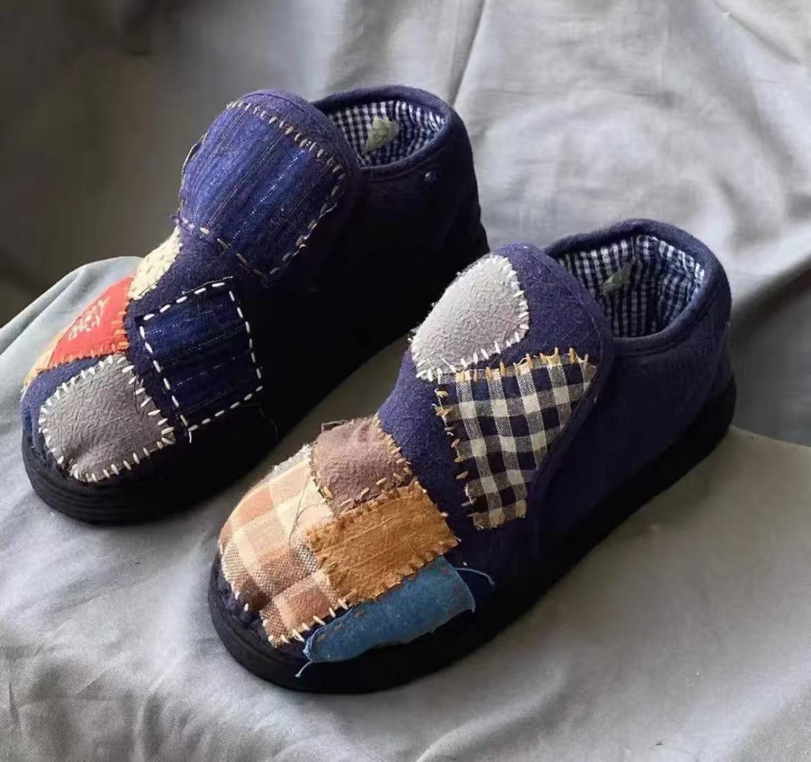 雅茜古朴【手工纳底男女同款棉花鞋】一脚蹬棉花鞋舒适养脚防滑底