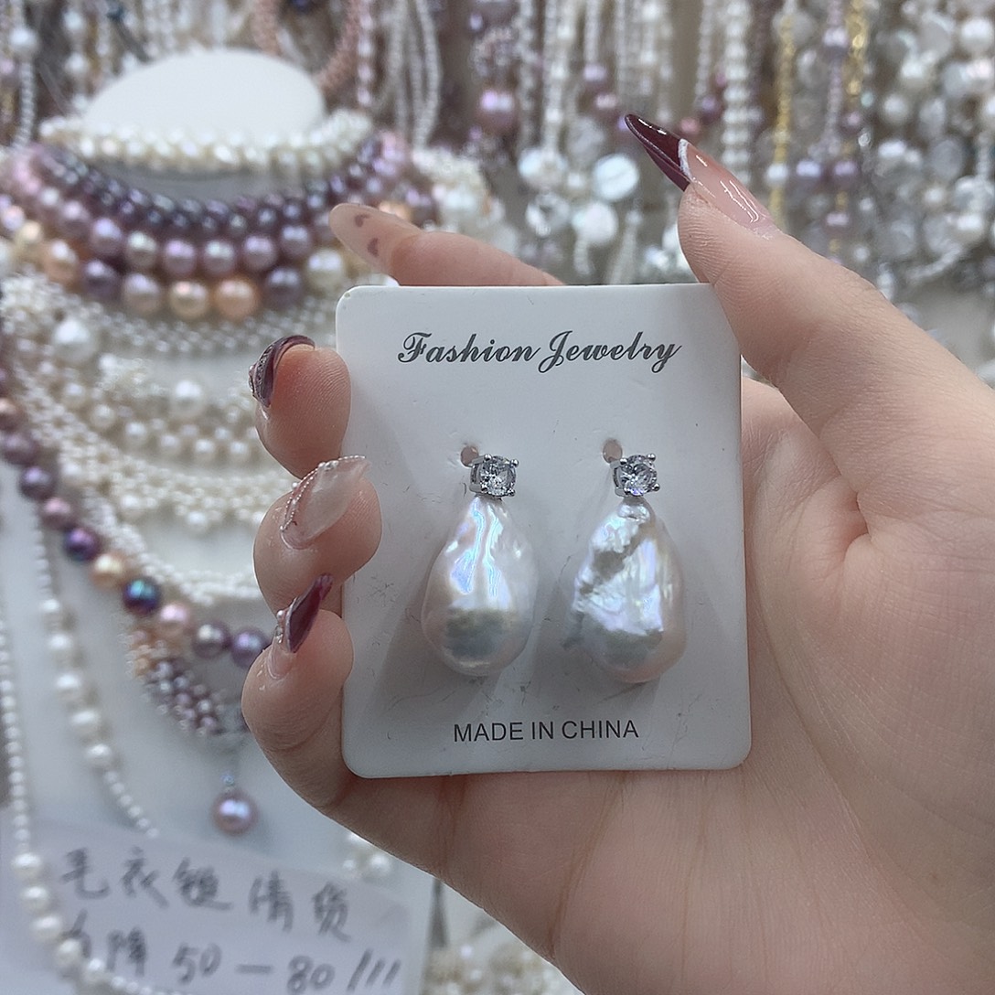 淡水珍珠耳饰银S925镶嵌