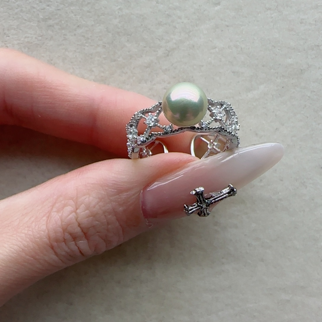 戒指114银S925镶嵌海水珍珠