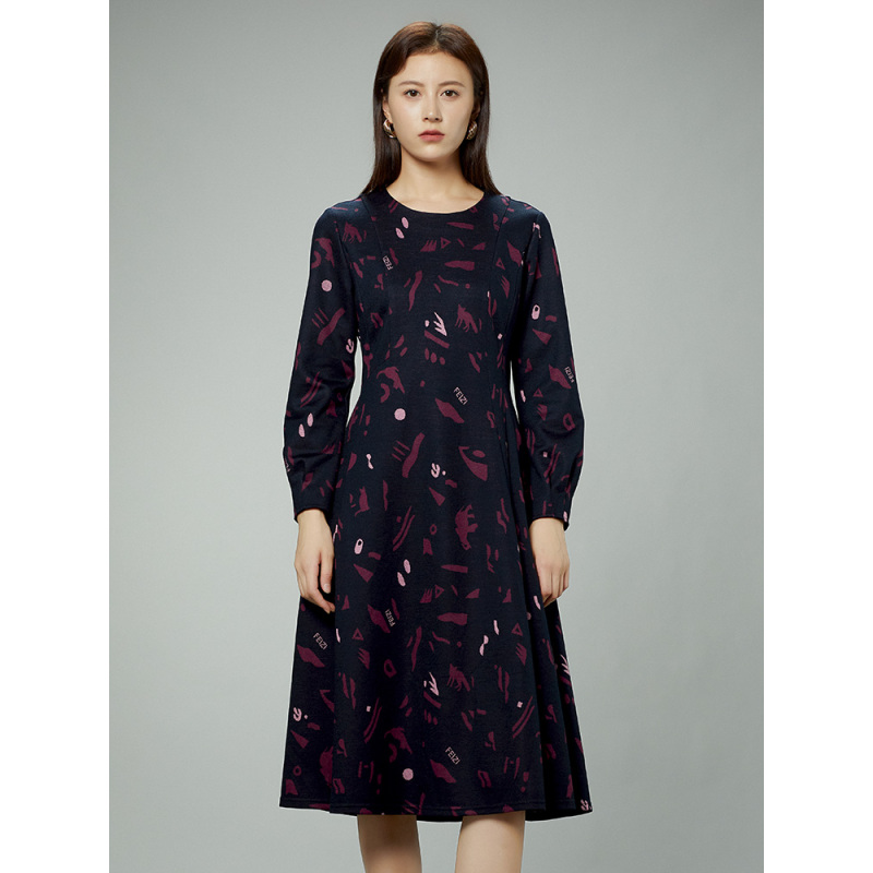 菲姿FEIZI冬季圆领连衣裙F2W421