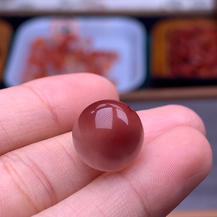 夏***~南红玛瑙未镶嵌珠宝半成品单珠3