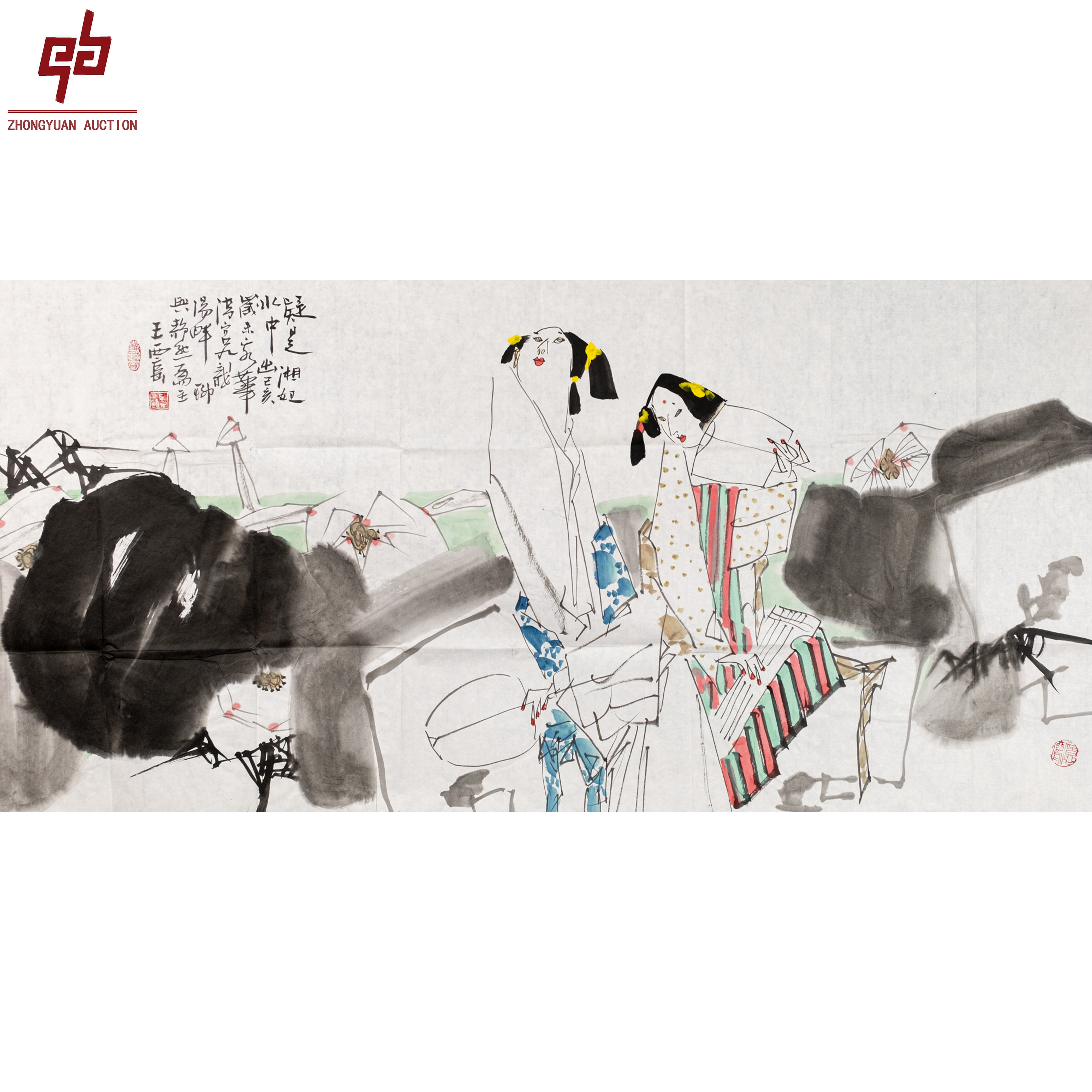 "lot8393 王西京 仕女图 原片（带信封） 69cm*136cm约8.4平尺 "