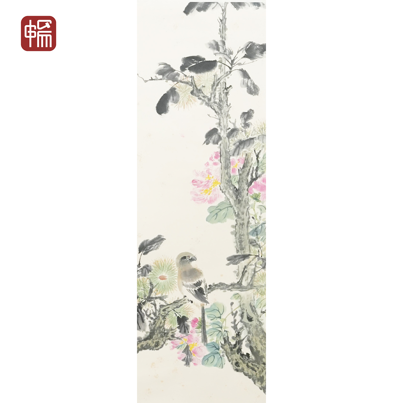 T634 1948年作《花鸟》  77.5*25(1.74平尺) 纸本立轴  YQ