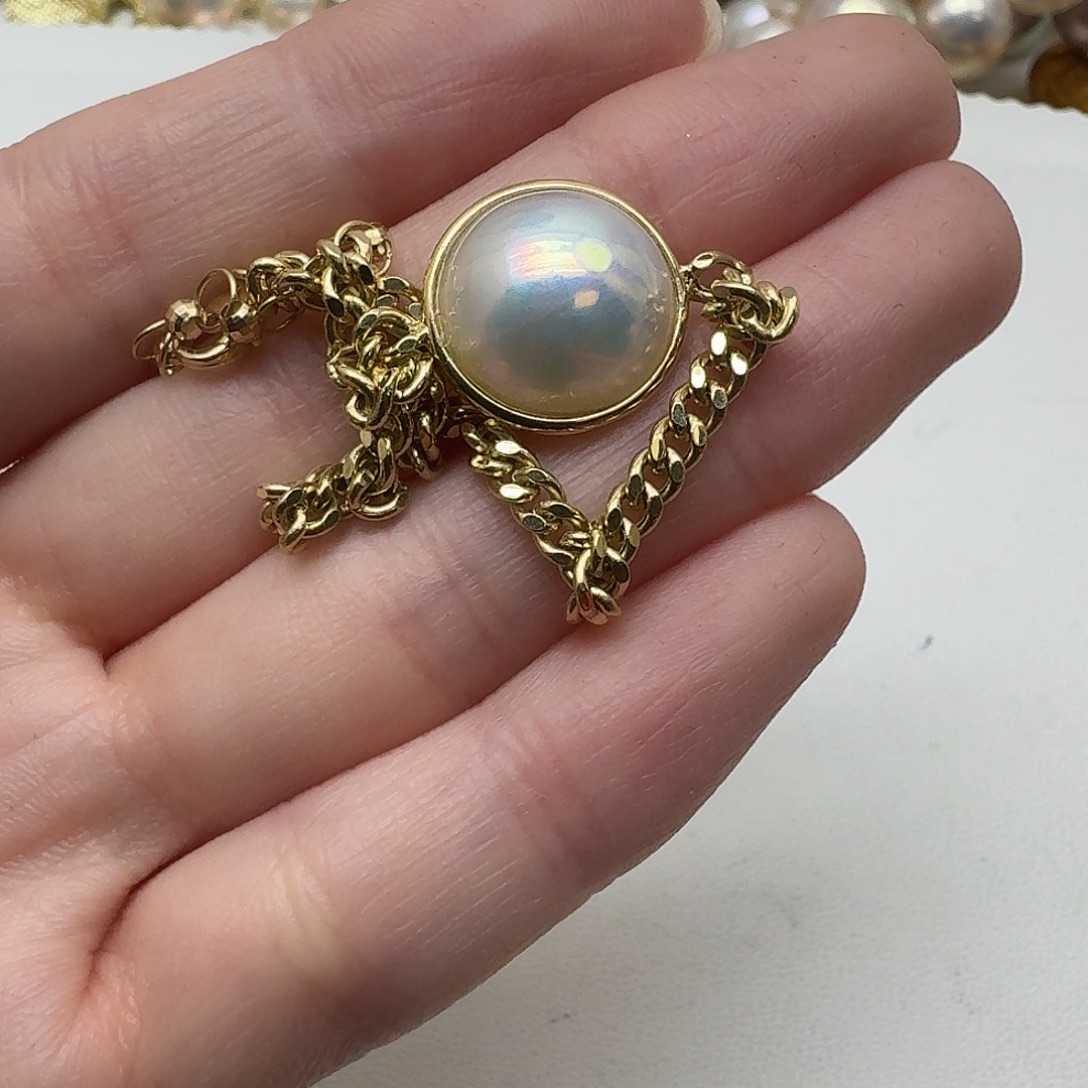 18K金镶嵌手绳拼合珍珠（马贝珠）