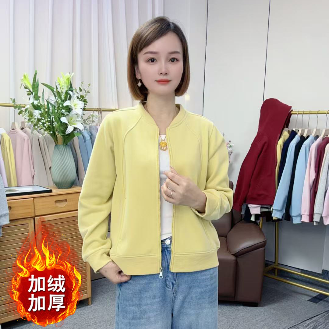 （0051加绒）正肩棒球服韩版短款秋冬季休闲百搭卫衣拉链开衫外套女
