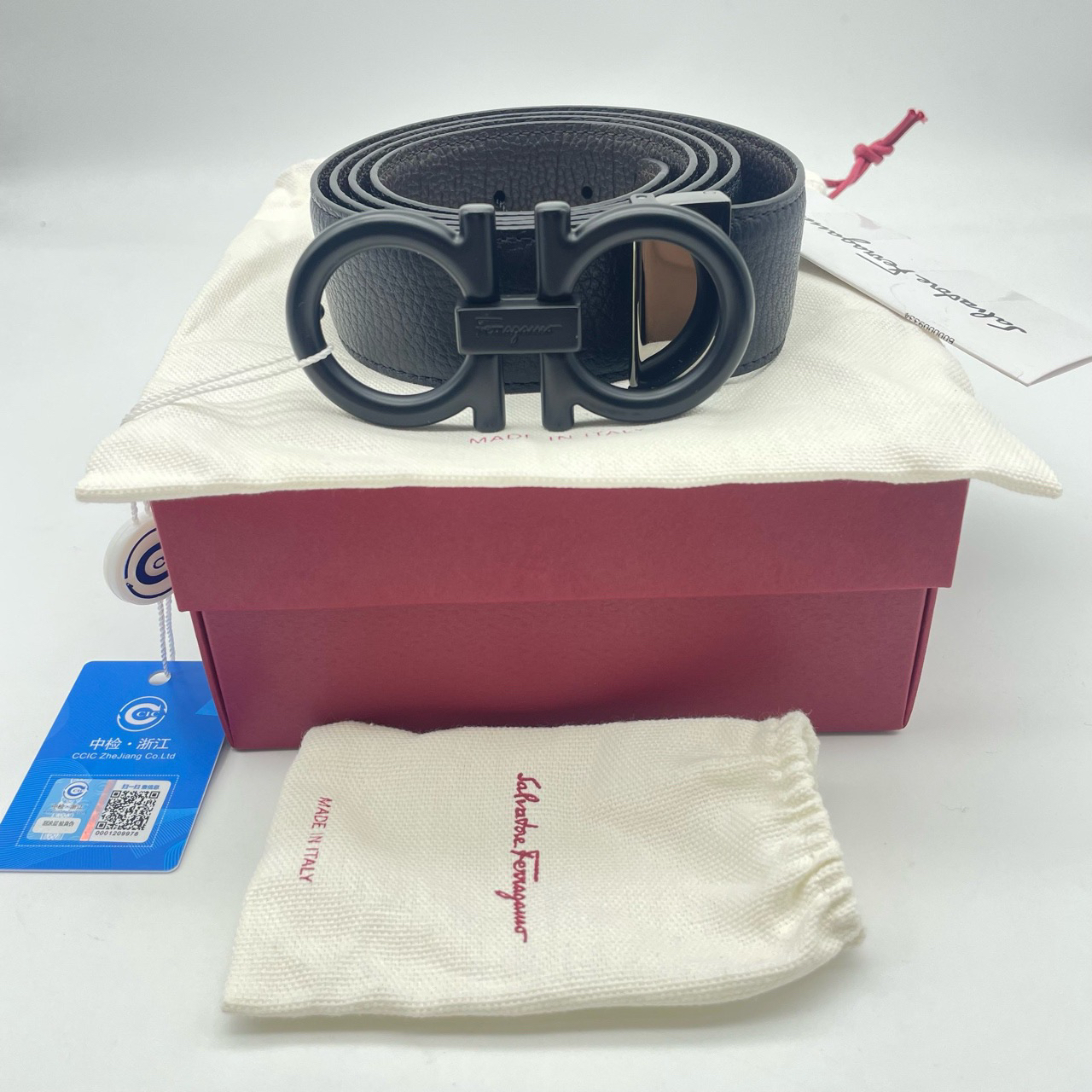 99新 FERRAGAMO/菲拉格慕 闲置105码磨砂扣荔枝纹腰带8402561