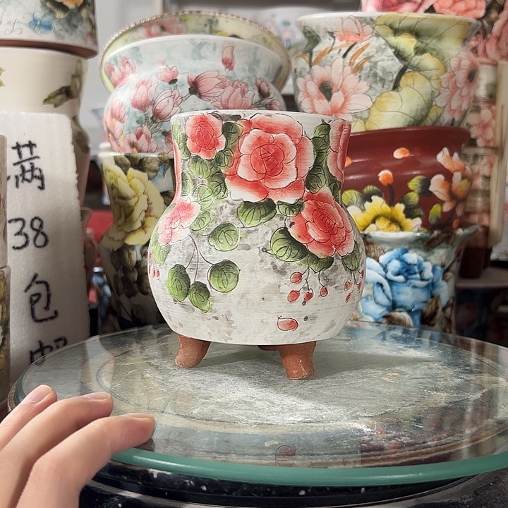 景德镇手绘花盆满38包邮偏远地区除外