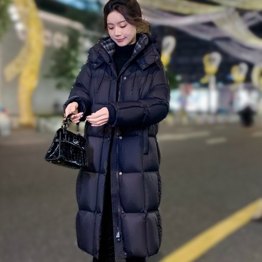 品牌形象款  藏青色柔软加厚过膝保暖中长外套