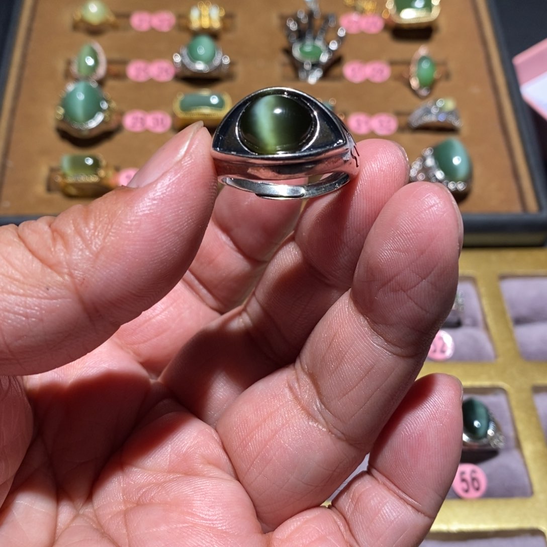 和田玉（碧玉）戒指银S925镶嵌撒****驼