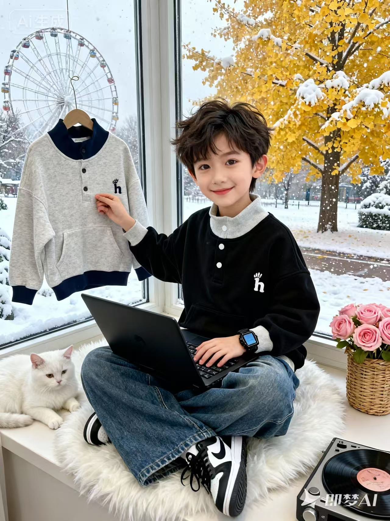 【专柜品质】儿童冬季新款葵花绒卫衣男女童儿童