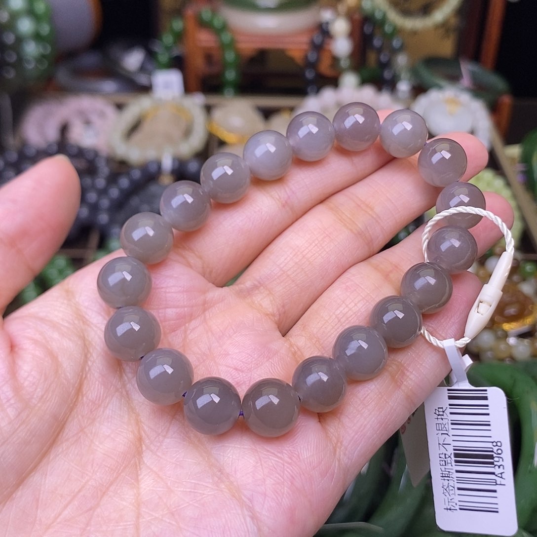 和田玉未镶嵌补贴价浓烟紫手串10m