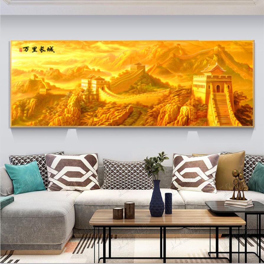 （万里长城）长城客厅沙发办公室背景晶瓷立体镶钻装饰挂画