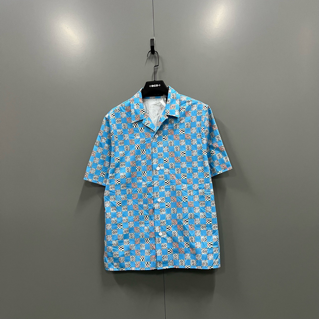 未使用 LouisVuitton/路易威登 (ll) 006124 棋盘格短袖衬衫 L码 