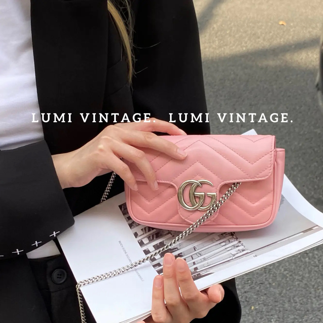 95新 GUCCI/古驰 粉色mini马蒙(无龙虾扣) 43840730