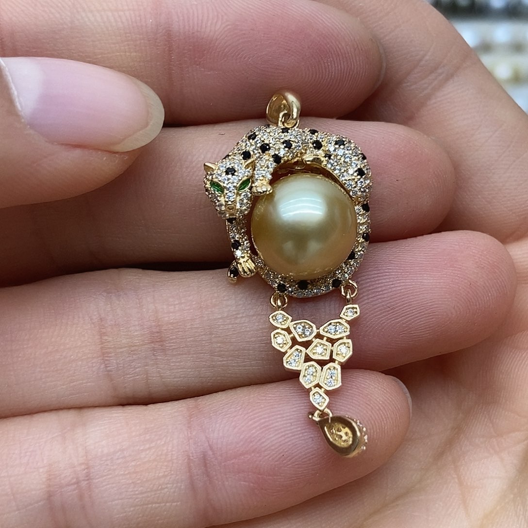 银S925镶嵌海水珍珠吊坠(不含链)