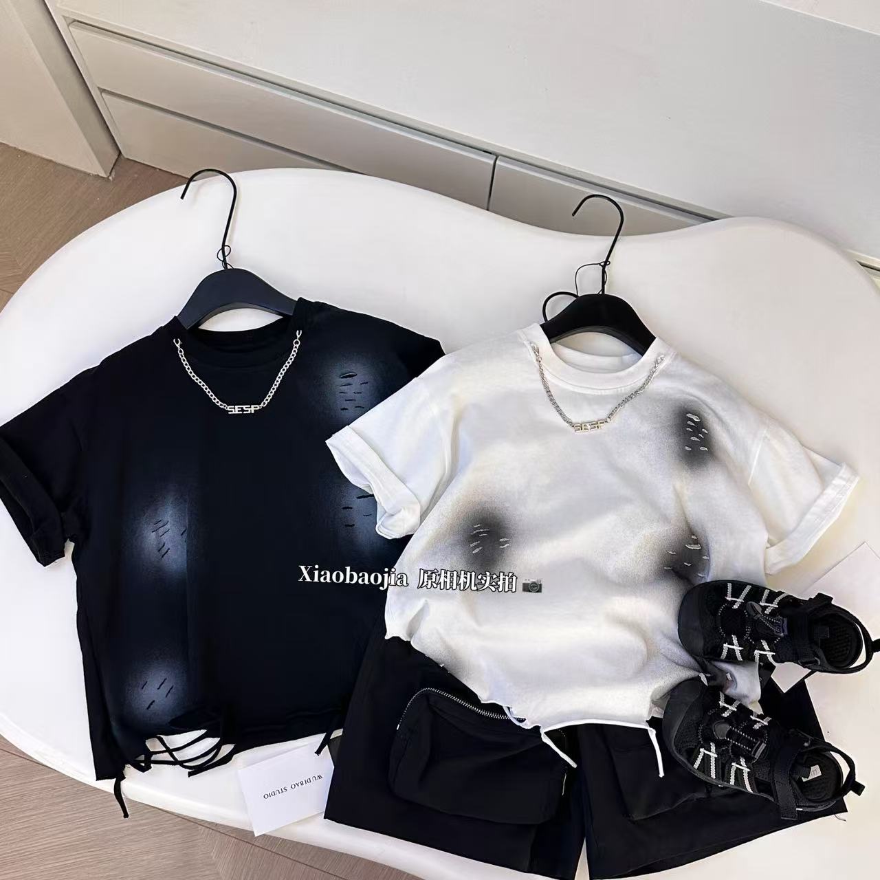 25夏· 【喷染破边短袖】超酷美式~25497