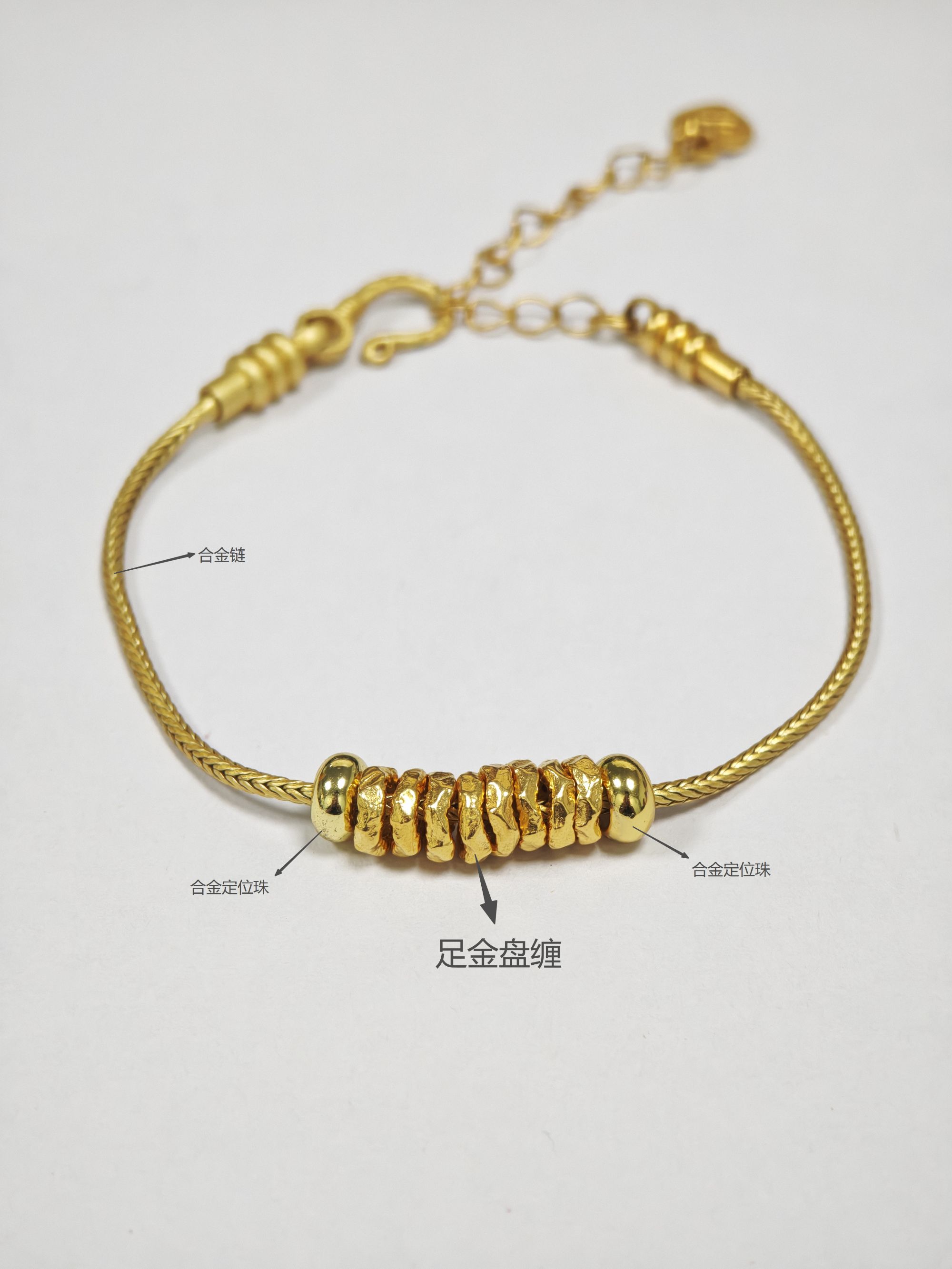【媛媛】足金999盘缠配件8颗卡5MM-6MM+2颗合金定位珠+合金绳