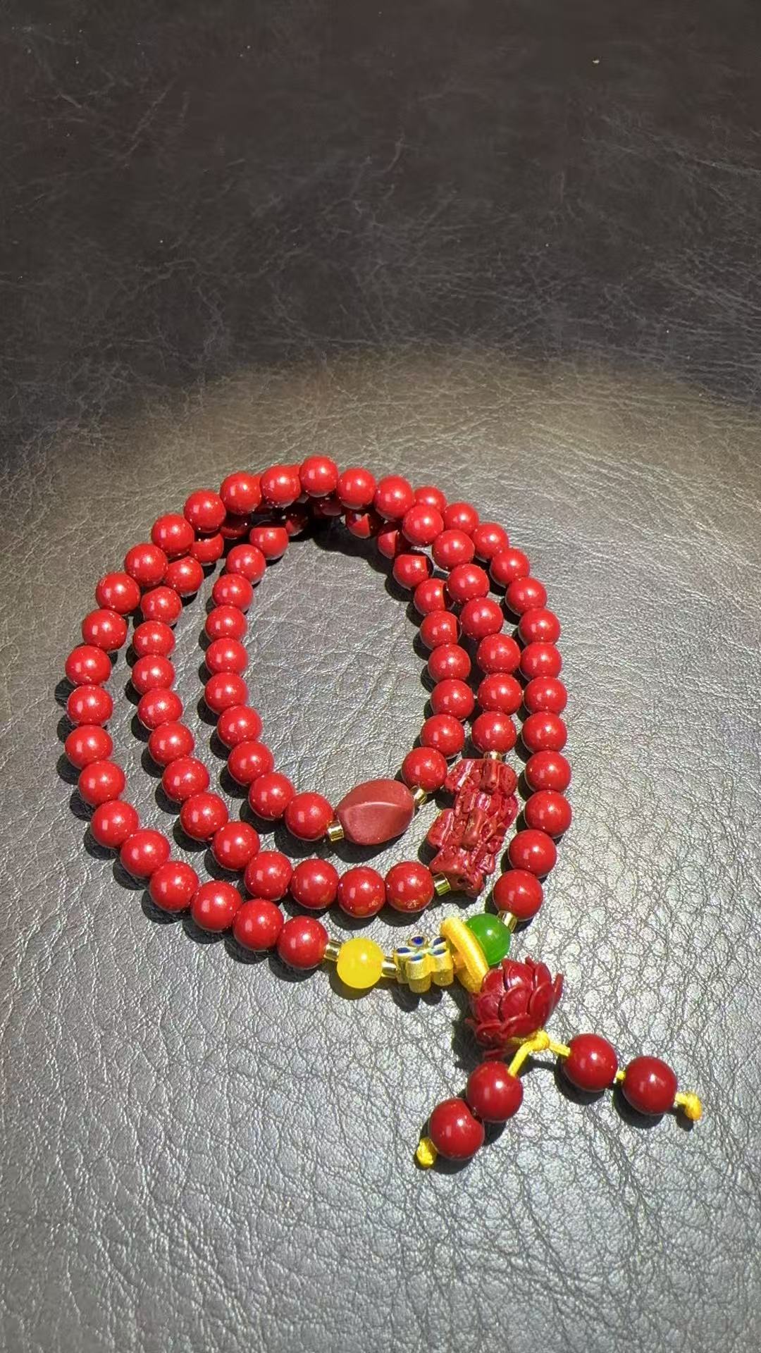 天然辰砂0037朱砂（好运貔貅）多圈手串an0037（无礼盒）