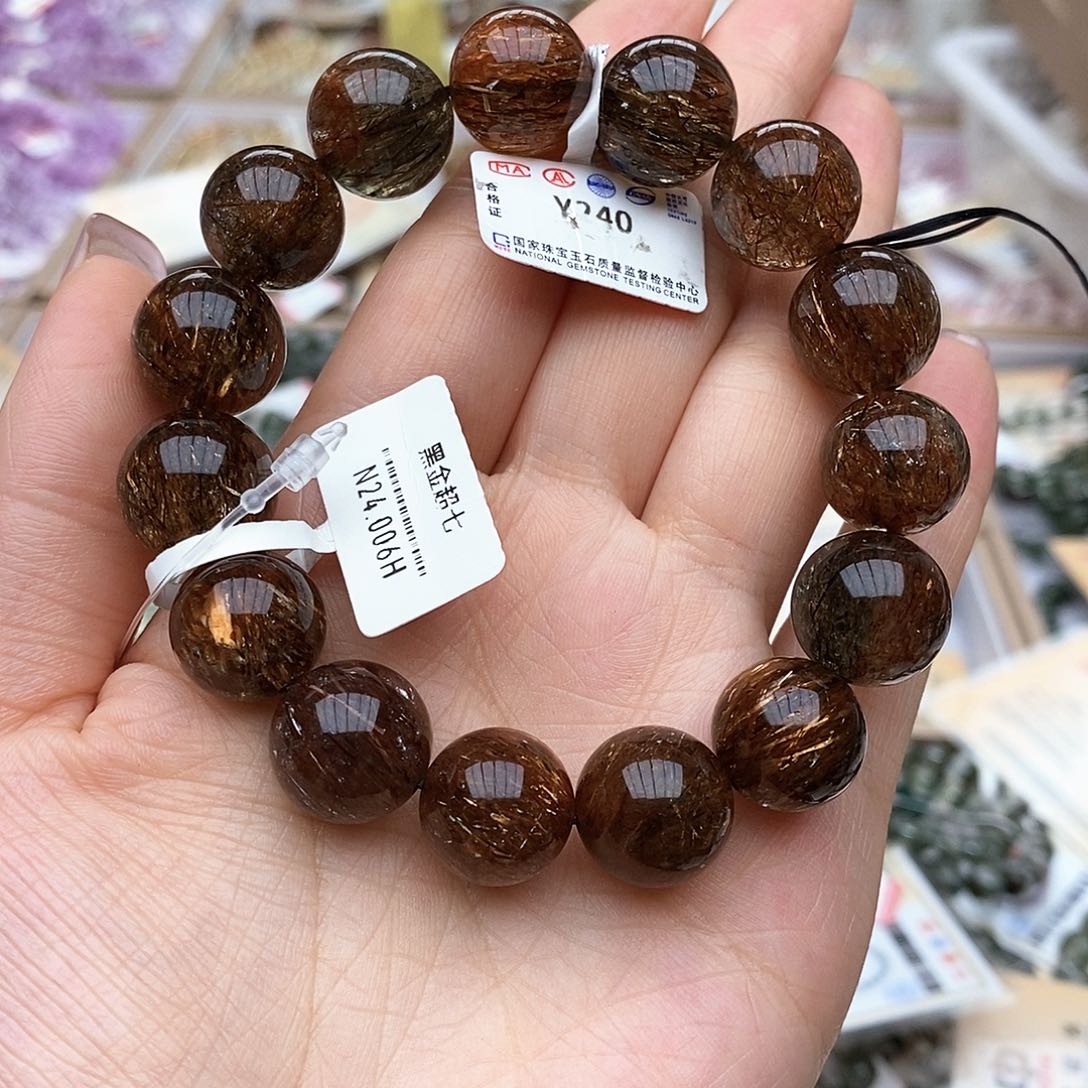 水晶手链未镶嵌Y240 黑金超 14m+