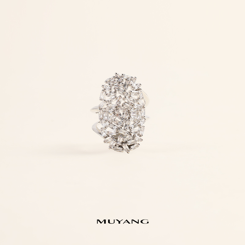 muyang/慕阳 铜合金戒指 气质轻奢简约精致手工晶禾戒指