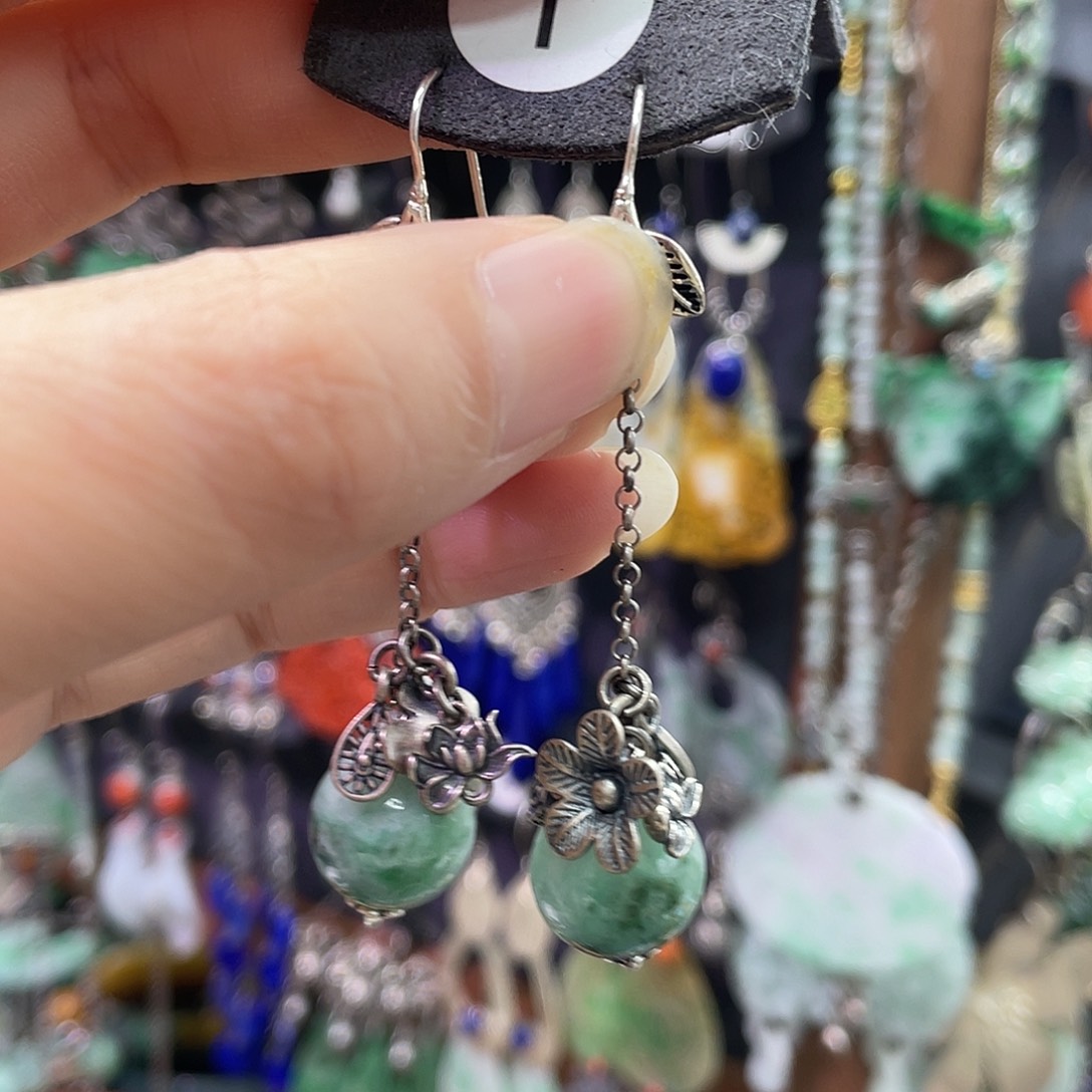 佛***杉翡翠银S925镶嵌耳饰217gg Gh hhhh