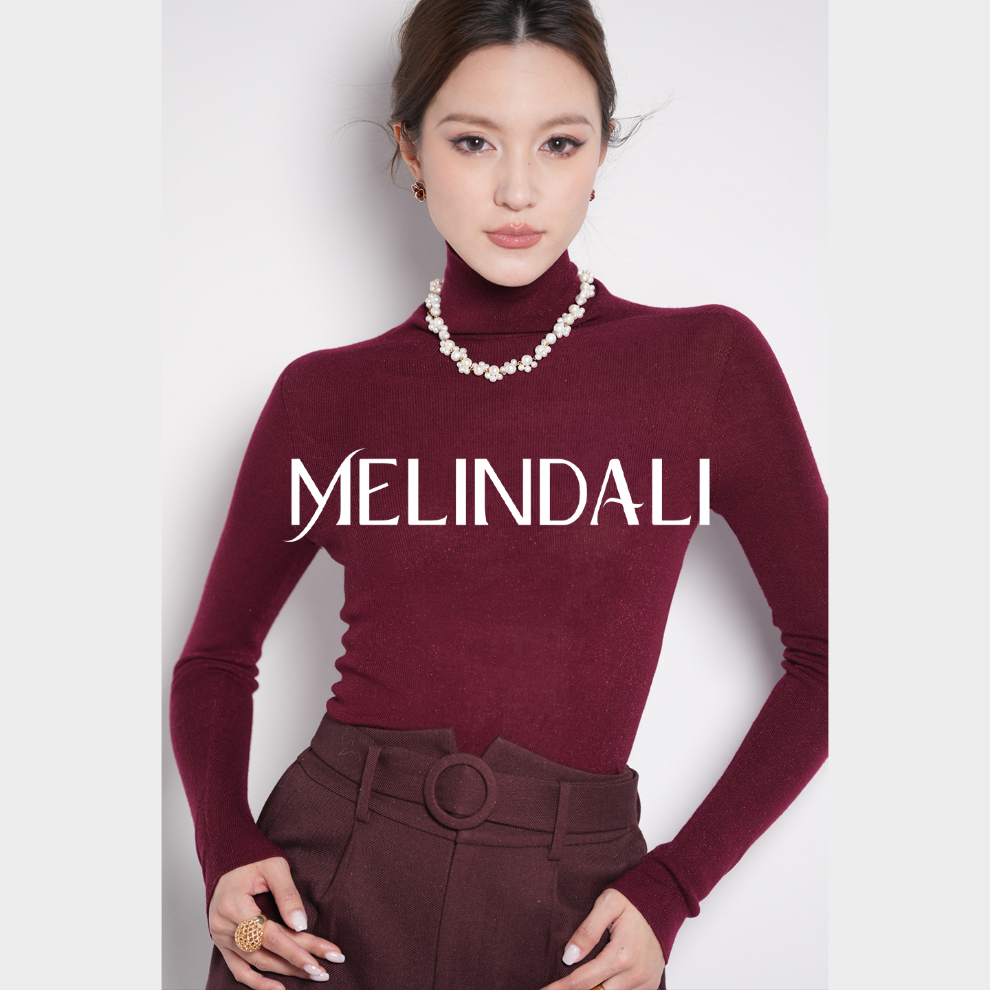 Melinda Li【打底Queen】18针澳洲美丽诺羊毛细闪金银丝显瘦打底衫