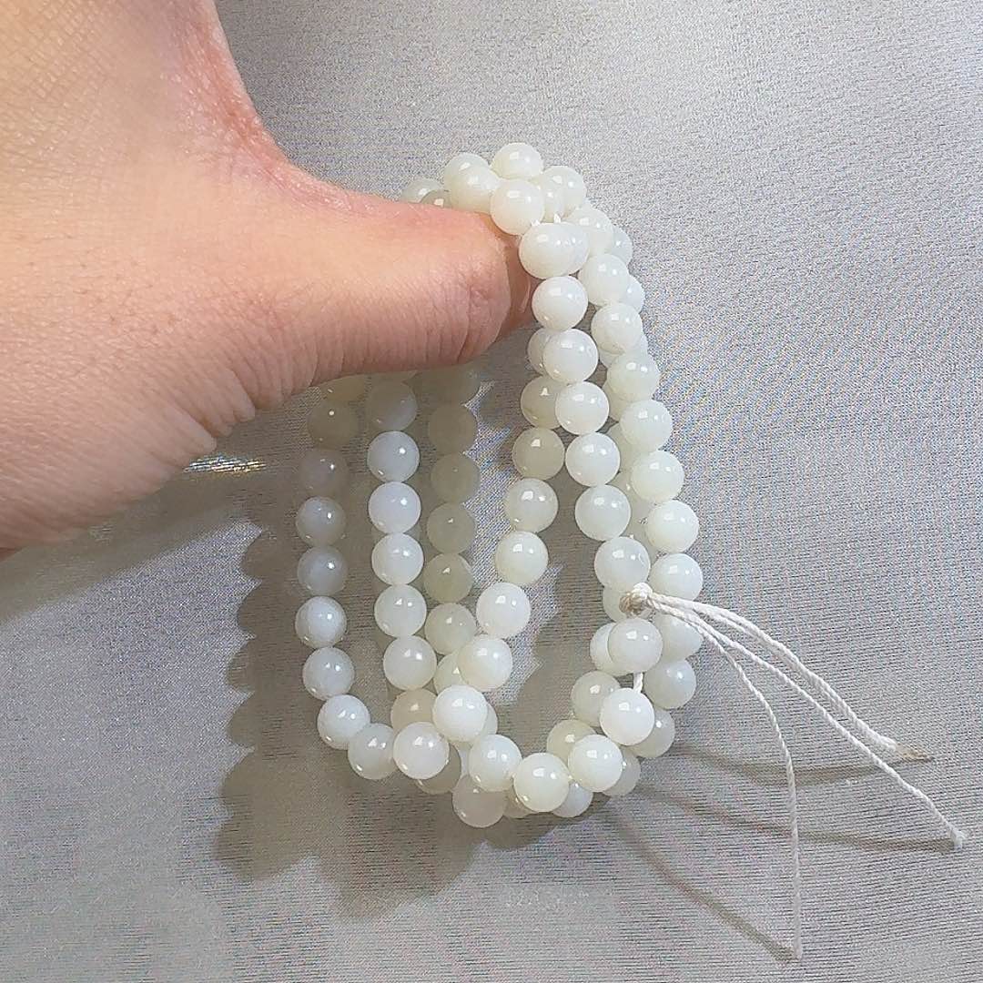 和田玉颈饰未镶嵌米达6mm高白108颗