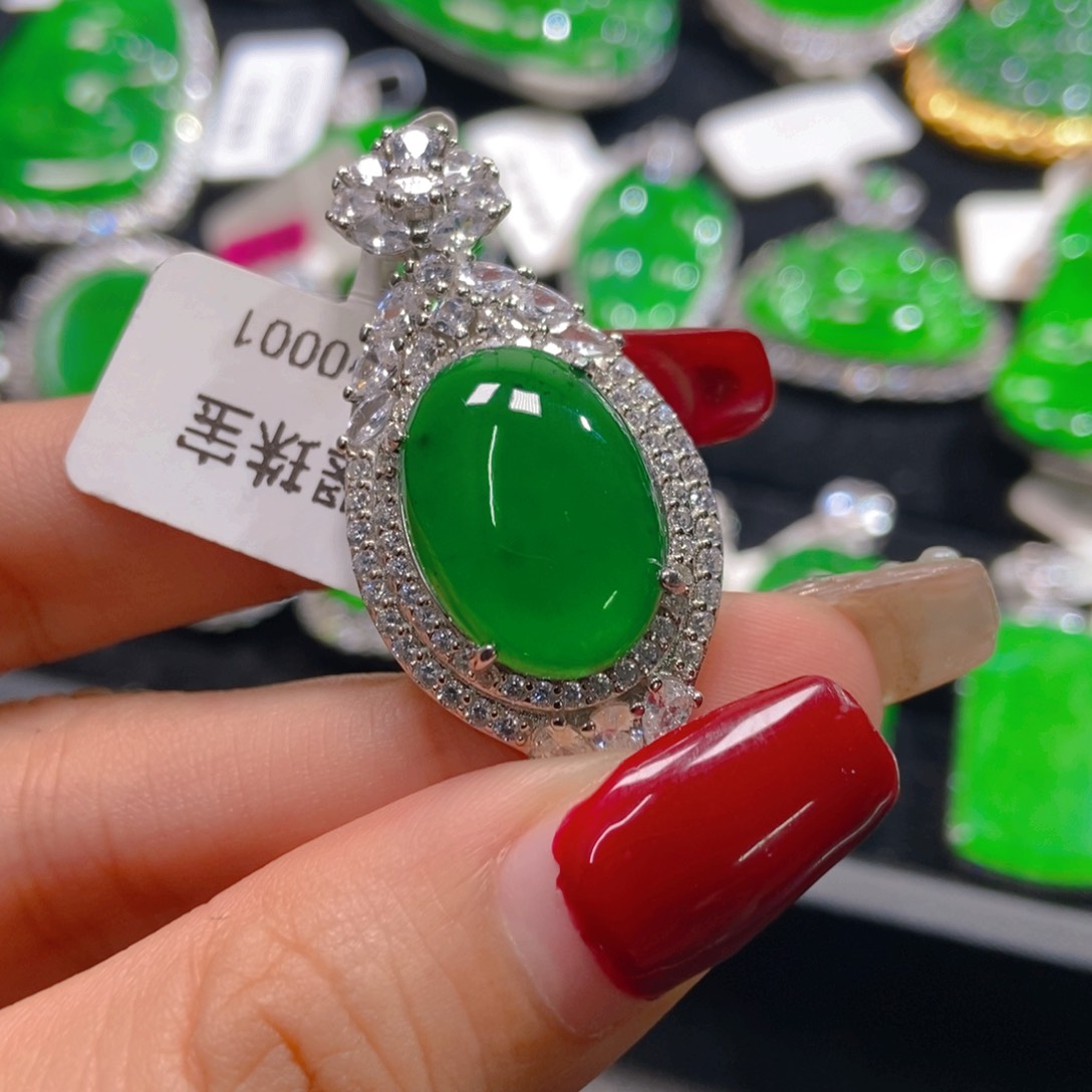 翡翠吊坠(不含链)银S925镶嵌