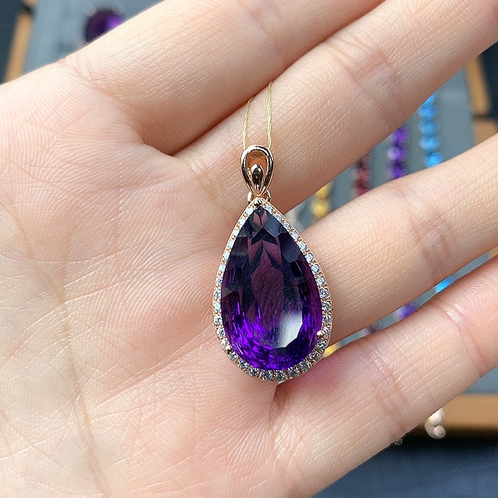 紫晶颈饰银S925镶嵌天然紫水晶