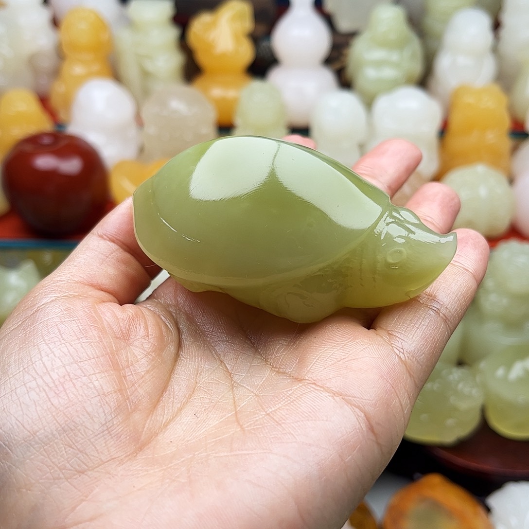 春***风石材甲鱼手把摆件