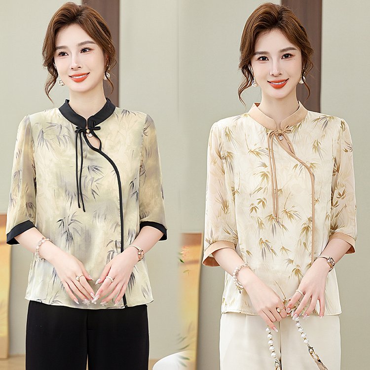 夏装衬衫显瘦高档中老年女装妈妈装春装40-50岁洋气时髦新款