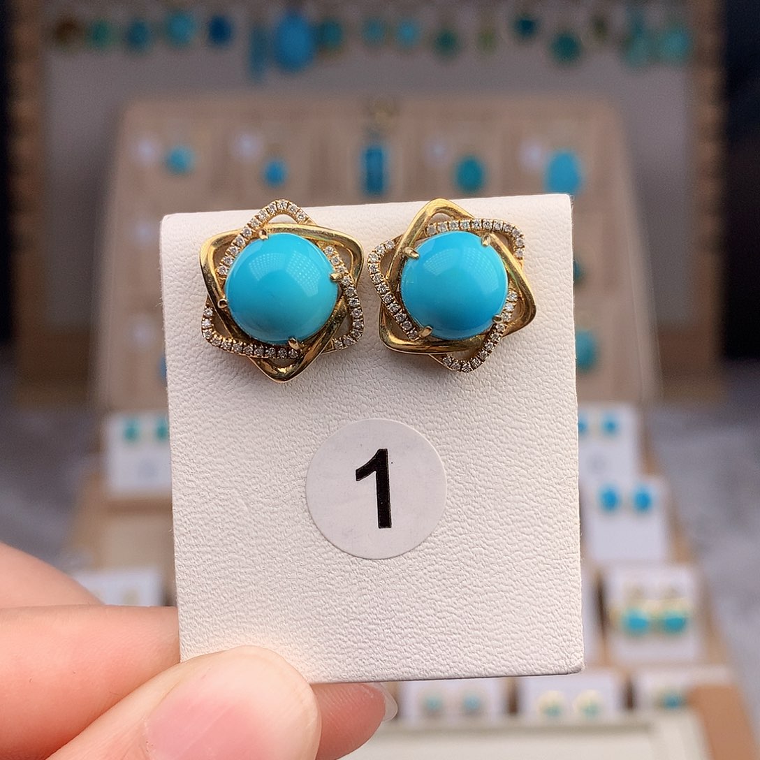 绿松石戒指18K金镶嵌