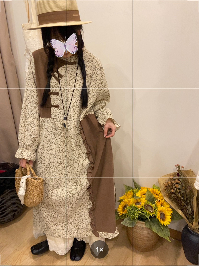 米多多  MX#8572#盘扣拼接连衣裙 kc